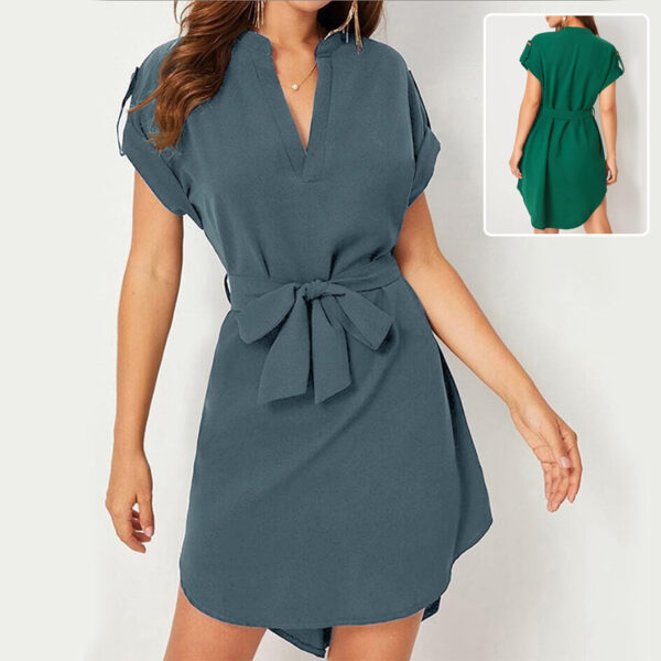 V-Neck Belted Summer Dress